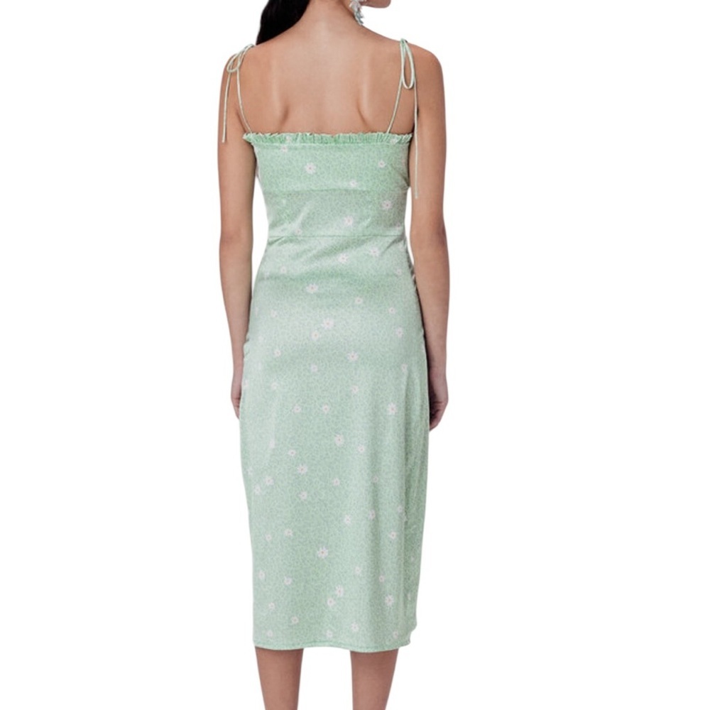 For Love & Lemons Robin Satin Cheetah Midi Dress in Mint Green Size 8/10 - Picture 6 of 16